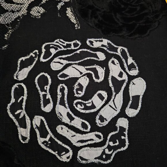 Choices Women's Boho Chic Floral Embroidery Open Front Black Jacket Women's L - Picture 7 of 14